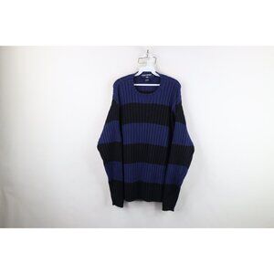 Vtg 90s Polo Sport Ralph Lauren Mens XL Faded Heavy Striped Ribbed Knit Sweater